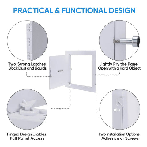 Kickass Eight By Eight Inch Abs Drywall Access Panel With Smooth Paintable Finish showing practical design and latches for utility access.