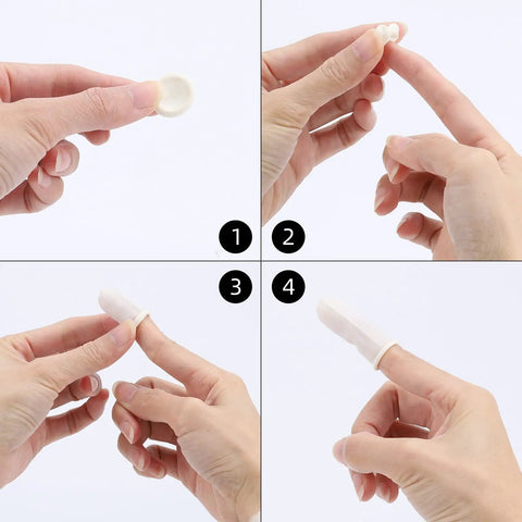 Step-by-step guide using Disposable Finger Cots 300 Pack White Latex Rubber Tips For Injured Cracked Fingers In Sports Use
