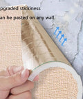 Hand removing Stress Free Peel And Stick Wallpaper Roll showing soft pink concrete texture and adhesive backing.