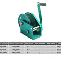Heavy Duty Hand Winch 2400 Lb Capacity, Manual Bi Directional Ratchet Lock, Alloy Steel, 8:1 Gear, No Wire Rope