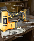 Smooth Operator 18 Gauge Cordless Brad Nailer And Stapler Brushless Design with ergonomic handle and smart control panel.
