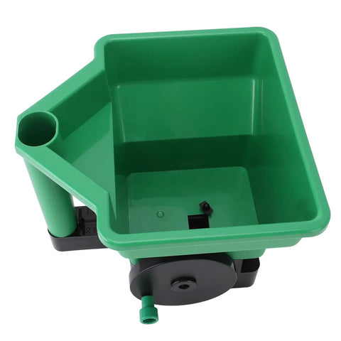 Top view of green Handheld 3L Manual Lawn Spreader with PP body, showing its design and capacity for garden maintenance.