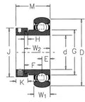 Premium Spherical Ball Bearing Replacement 050757 For Agricultural Machinery And Implements, heavy-duty dimension diagram