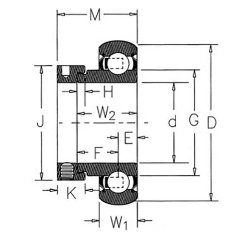 Premium Spherical Ball Bearing Replacement 050757 For Agricultural Machinery And Implements, heavy-duty dimension diagram