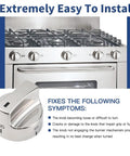 Five Pack Burner Knob Replacement Set 318282310 installed on a range oven, showcasing easy installation and knob features.