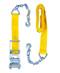 Beefy Heavy Duty 3 Inch By 30 Foot Ratchet Tie Down With Chain End And Grab Hook, 5,000 Lb Working Load Limit And 15,000 Lb Break Strength