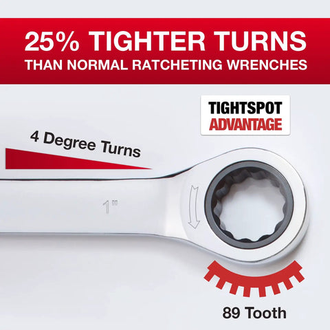 Close-up of One And One Sixteenth Inch Ratchet Wrench With 113 Tooth Ratcheting Precision In Hardened Polished Steel, showcasing design and features.