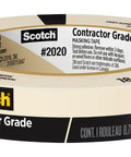 Contractor Grade Tan Masking Tape 0.7 Inch By 60.1 Yards One Roll; view of label and thickness.