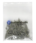 Built Like A Tank Tough As Nails Size 8 X One Point Two Five Inch Flat Head Sheet Metal Screws in clear bag.