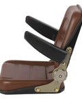 Kick Butt While You Work With This Built Tough Universal Tractor Seat featuring adjustable backrests and foldable armrests in side view.