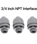 Three 3/4 Inch NPT Liquid Tight Connectors for Flexible Conduit Nylon 6 Non Metallic Cable Clamps Heavy Duty Strain Relief Waterproof Seal Hella Tough Badass Grip.