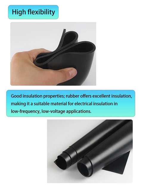 Heavy Duty Black Rubber Anti Vibration Mat For Machinery Oil Proof Shop Grade Shock Absorber Pad Tough As Nails, showing flexible rubber insulation.