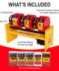 Triple Barrel Rock Tumbler Kit 18Lb Capacity Pro Grade Heavy Duty Polisher With Grit 3 Barrel Tumbler Steel Frame Quiet Motor