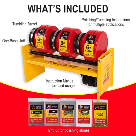 Triple Barrel Rock Tumbler Kit 18Lb Capacity Pro Grade Heavy Duty Polisher With Grit 3 Barrel Tumbler Steel Frame Quiet Motor