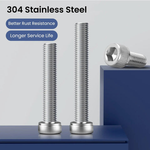 Top Shelf M3 X 30mm Hex Socket Head Cap Screws Crafted From Ridiculously Tough 304 Stainless Steel 18 8 With Full Threads Bright Finish Pack Of 120 showing threaded bolts.