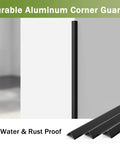 Premium Aluminum L Molding Corner Guards With Right Angle Three Piece Set, 35 x 1.6-inch, black, wall-mounted.