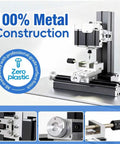 Top Tier Mini Metal Milling Machine And Vertical Mill Lathe With Slick Electroplated Body 36 Watt Motor Cranking 20000 RPM, 100% metal construction.