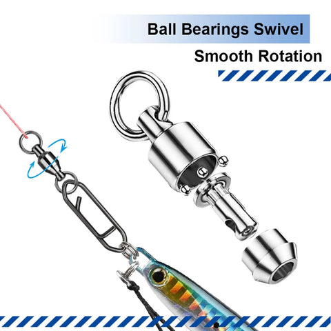 Pro Grade Stainless Steel Snap Connectors With Ball Bearings Swivels Quick Change Clips Black Nickel Finish 44lbs Capacity 25 Pieces Tackle Box Ready Fishing Gear, lure clip