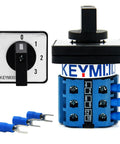 Heavy-Duty Rotary Changeover Switch 20A 660V Four Position Three Phase With 12 Terminals, flame-retardant PC housing