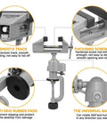 Universal Table Vise 3 Inch With 360 Degree Swivel Base Heavy Duty Aluminum Bench Clamp close-up with features highlighted
