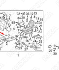 Illustration showing parts diagram for Toyota car seat components with numbered labels for each part