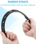 Hands holding must have six piece black rubber strap set for bike rack replacement cradle straps, nine inches long.