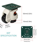 Heavy Duty Retractable Leveling Casters With Smooth Swivel Action Wear Resistant Nylon Wheels For Quiet Furniture Rolling Durable Aluminum Brackets specifications with dimensions.