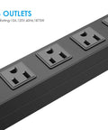 Heavy Duty Wall Mount Power Strip With Six Wide Spaced Outlets And A Fifteen Foot 14 Gauge Power Cord Aluminum Alloy Mount