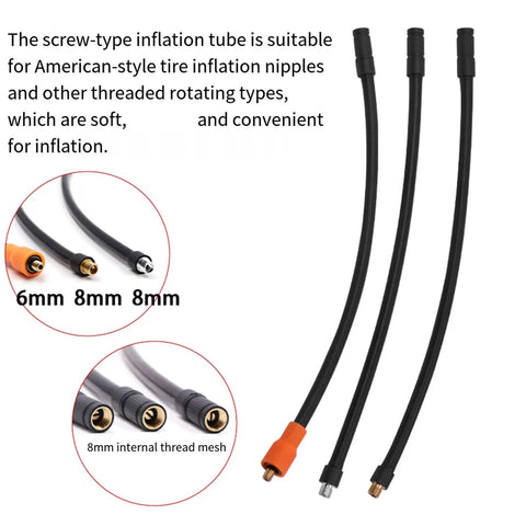Heavy Duty Twist Lock Air Inflation Hose For Vehicles Leakproof Connector Smooth Threaded Design, 8mm black hose