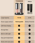 Rechargeable Electric Salt And Pepper Grinder Set With LED Display 115ml vs battery powered grinder comparison chart