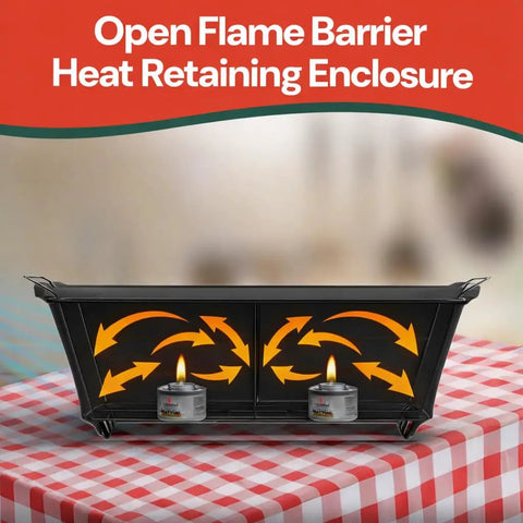 Open Flame Barrier Heat Retaining Enclosure for Full Size Chafing Dish Wind Guard Pack Of 6 Slip On Chafer Rack.