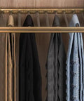 Multi Tier Slide Out Closet Pants Rack Trouser Hanger Organizer For Jeans Ties Scarves with smooth sliding storage bars.