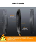 55mm Variable ND Filter ND3-ND1000 1.5-10 Stops for Cameras with 28 Layer Coatings showing filter frame sizes.
