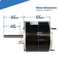 Heavy Duty 1/6 HP Condenser Fan Motor Replacement 1075 RPM 208-230V With 5 MFD Capacitor size dimensions diagram