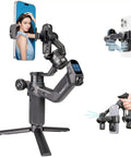 Scorp Mini 3 Gimbal Stabilizer for Smartphones with AI Tracking and Cooling Fan, 3-axis stabilization, shown with iPhone mounted