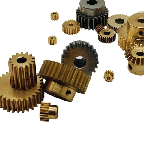 Bevel Gear Set 69 Tooth Brass Gear 0.5 Mod With Step Teeth 6.35mm Bore, gear cluster for CNC robotic hobby machining