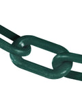 Close-up of Straight Up Game Changer Evergreen Plastic Barrier Chain, four inch thick, made from high density polyethylene.