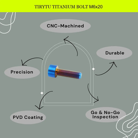 Ultra Lightweight M6x20 Grade 6 Titanium Hex Socket Cap Screws For Road And Gravel Bikes Burnt Blue Finish Ti6Al4V Aluminum Free Weight Weenie Upgrade Bombproof Cycle Parts 4 Pack Set, CNC-Machined Bolt.