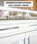 Heavy Duty Solid Stainless Steel Bar Pulls 25 Pack Satin Nickel Finish Euro Style Cabinet Drawer Handles on white cabinets