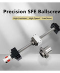Premium Ball Screw Kit featuring 25mm SFE2525 Large Lead Linear Guide With BKBF End Support Plus Coupling For Smooth And Ultraquiet High Precision Motion Control That Lasts A Long Time. shown with motor coupling