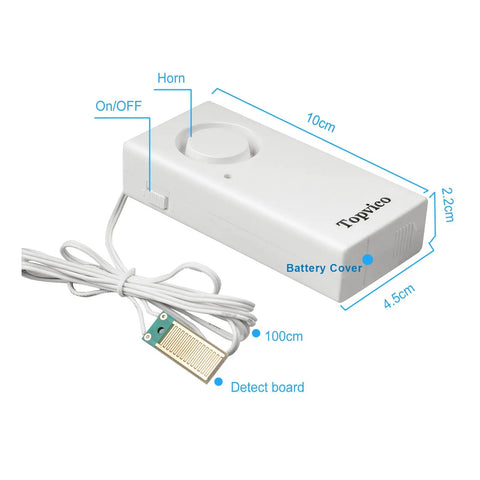 Water Leak Sensor Alarm For Basement And RV Moisture Detection, 120dB Loud Flood Alarm, Battery Operated unit with cable and detect board