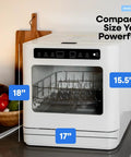 Portable Countertop Dishwasher With Five Wash Programs And Straight Setup Faucet Hookup Ideal For Small Apartments Dorms And Motorhome Cabins features controls and dimensions.