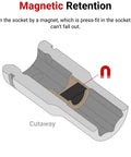 Cutaway view showing magnetic retention in 1/4 Inch Drive Hex Bit Holder Socket With Magnetic Retention Lets You Attach 1/4 Inch Hex Bits To Ratchets And Drivers