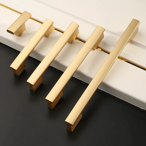 Ten Pack Brushed Gold Cabinet Knobs 2 Inch 50mm Single Hole Pulls For Kitchen Cabinets And Drawer Fronts ZH0026 shown in different sizes