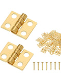 Gold 180 Degree Mini Brass Hinges Set For Dollhouse Furniture And Jewelry Boxes With 48 Hinges And 192 Screws 10x8mm Easy Install For DIY Craft Projects And Tiny Cabinets