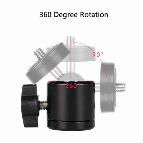 Quad Pack Quarter Inch Swivel Mini Ball Head Mount for Tripods and Stands 360 Degree Rotating Base Adapter black aluminum with 360° rotation