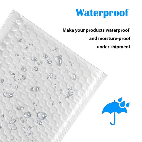 White Bubble Mailers 9.5 By 13.5 Inches Pack Of 25 Lightweight Padded Envelopes Self Seal with water droplets