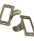 Vintage Antique Bronze Label Pulls For Card Catalogs And Library Drawers, 10 Pack With Screws, zinc alloy, top view