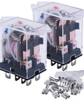 2 Pack AC 110V DPDT Power Relay With LED Indicator JQX-13F-DZ-AC110V 8-Pin 10A Electromagnetic Relay with connectors