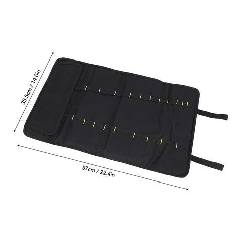 Portable Canvas Knife Roll With 20 Slots For Chefs And Home Cooks Heavy Duty Double Stitching Lightweight Travel Cutlery Bag Open